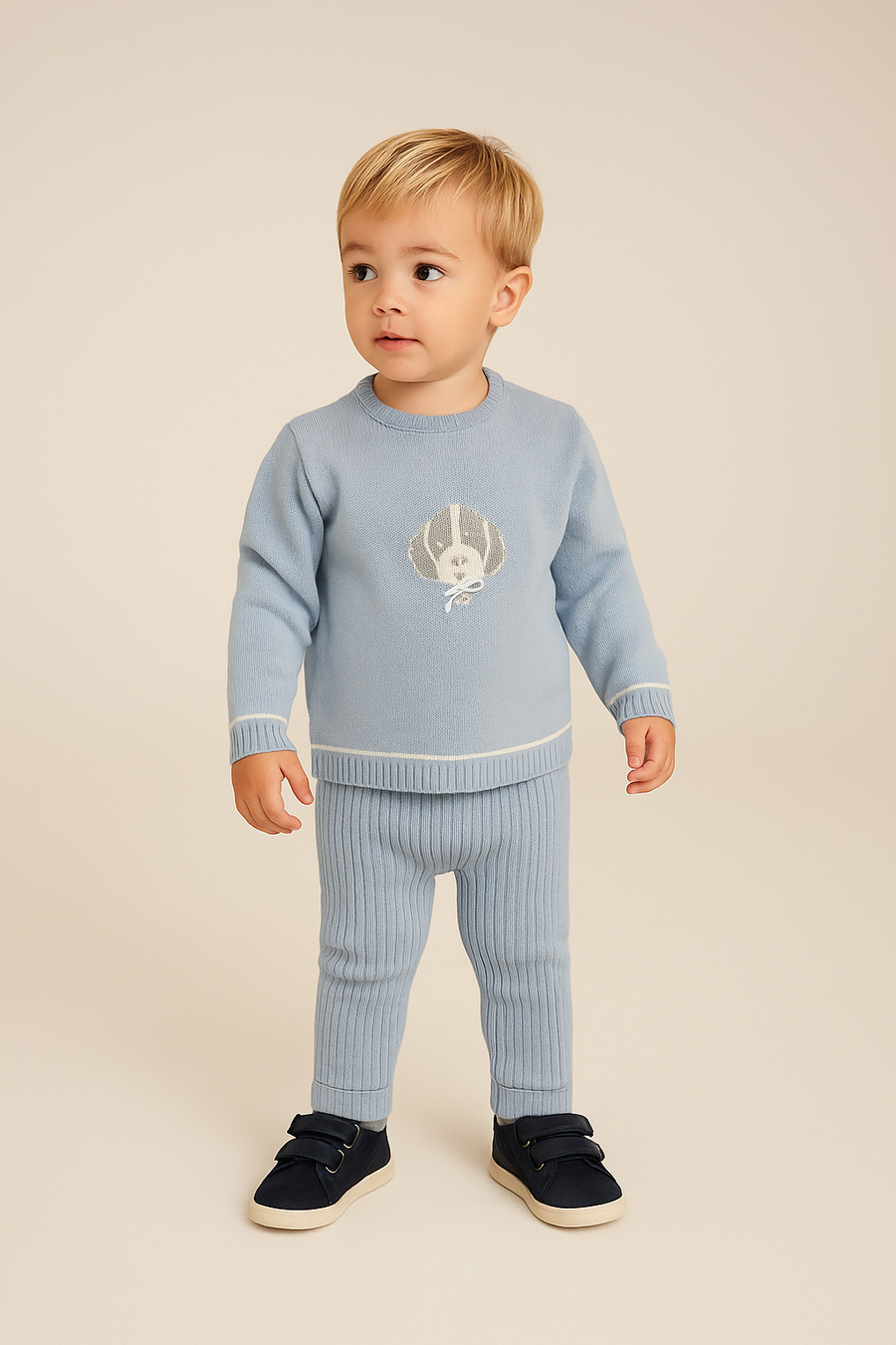 Granlei Dusky Blue Dog Motif Trouser & Sweater Set