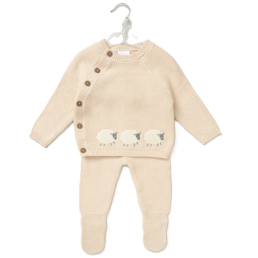 Unisex Baby Knitted Beige 2 Piece Set