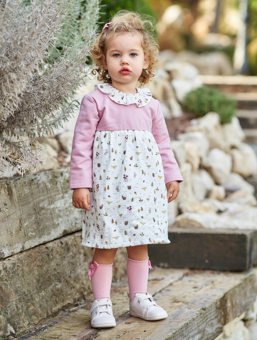 Rapife Dusky Pink & Woodland Print Dress