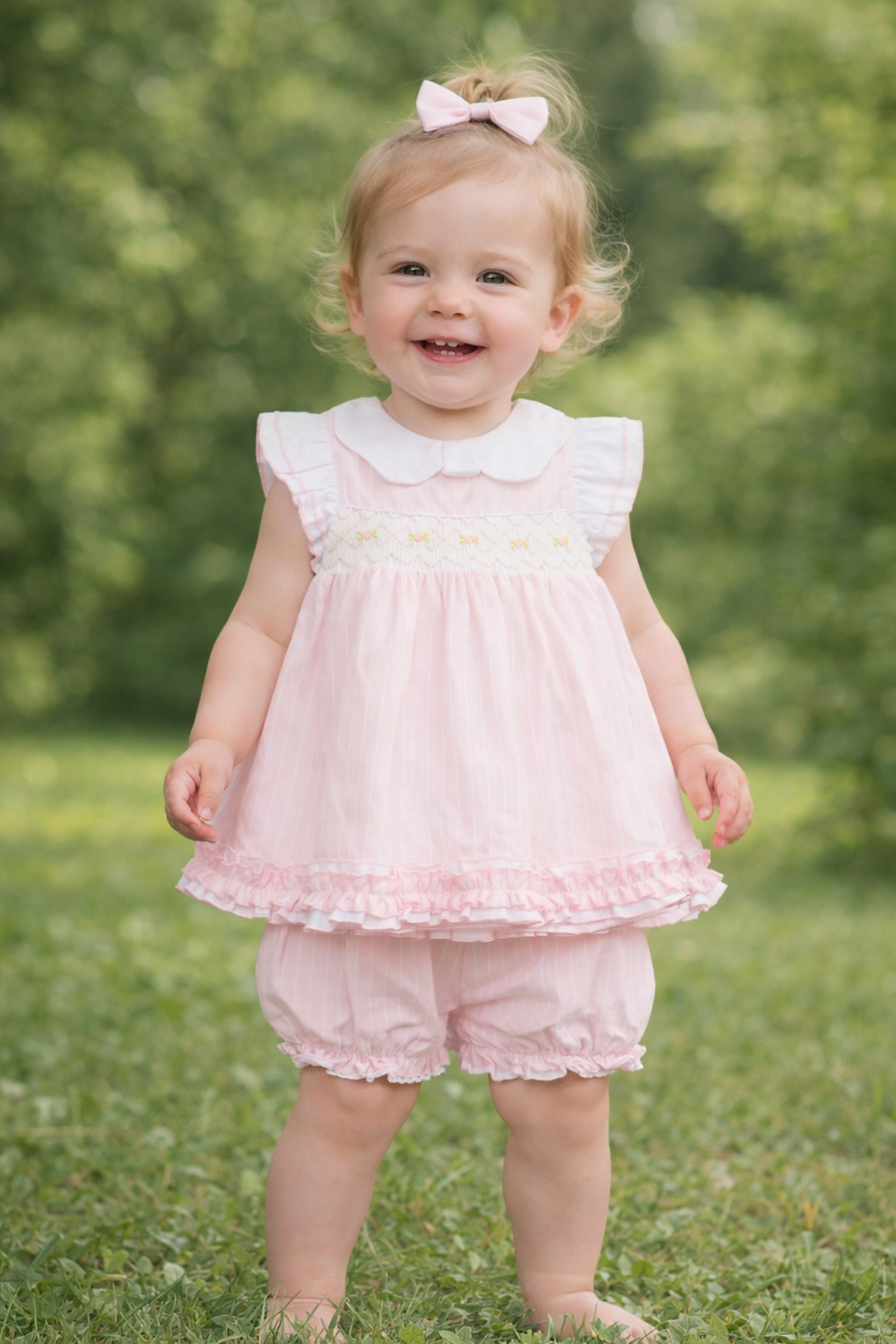 Beau Kids Smocked Dress & Pants Set