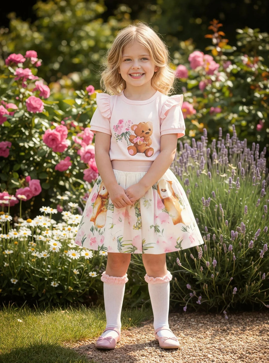 Beau Kid Teddy Bear Top & Skirt Set