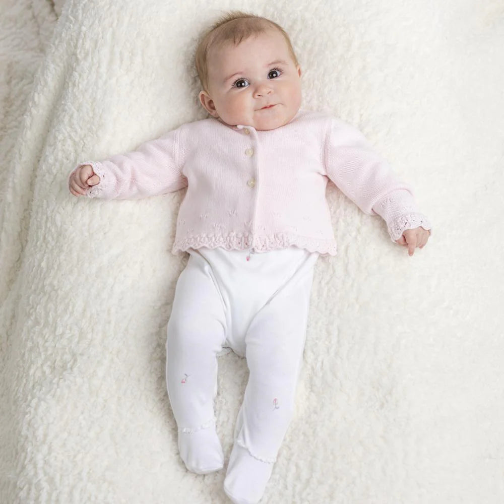 Emile et Rose Annabel Baby Girls Pink & White Babygrow & Cardigan Set