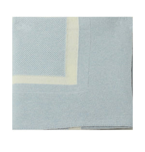 Dr. Kid Blue & Ivory Wool Mix Knitted Blanket