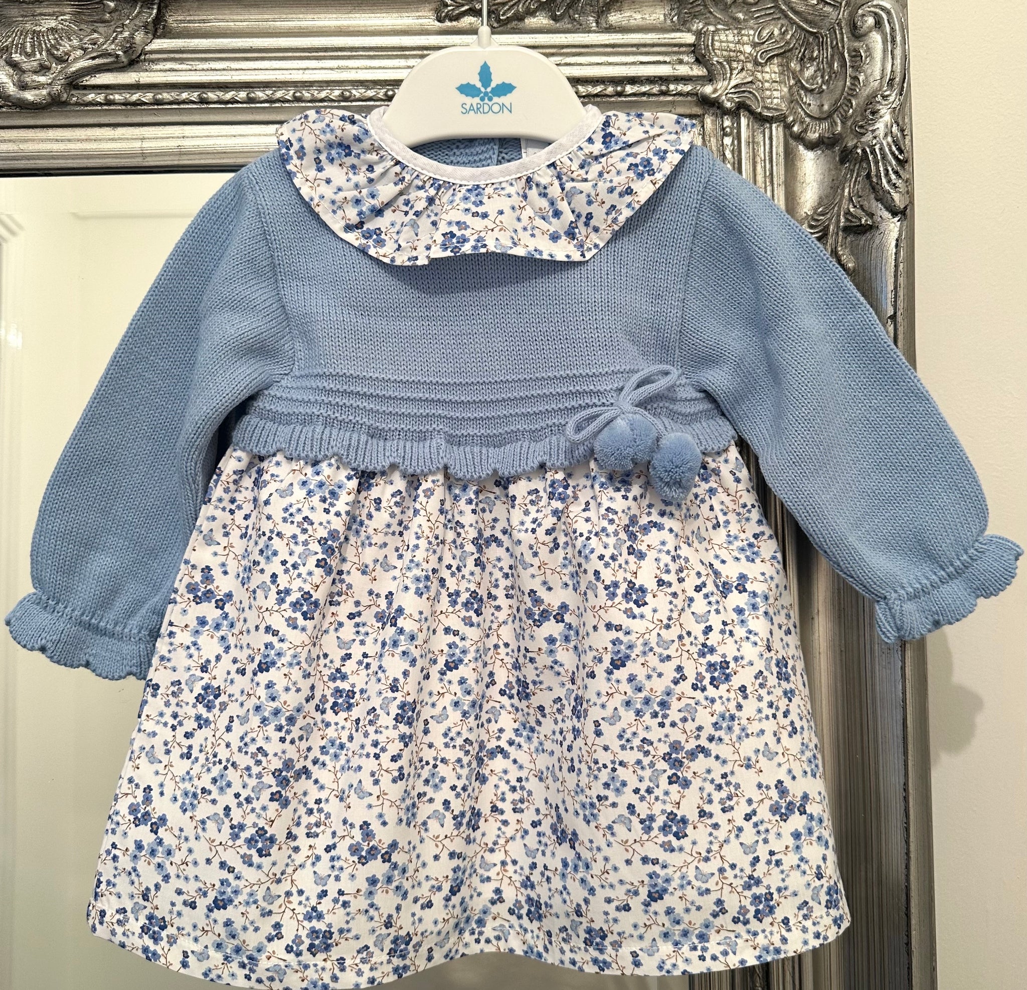 AW23 Sardon Blue & Floral Print Half-Knit Dress