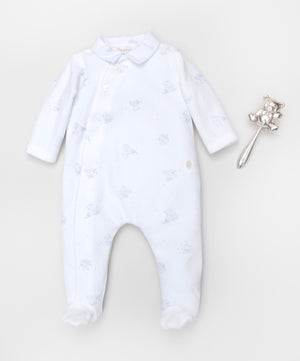 Patachou Boys White Velour Babygrow