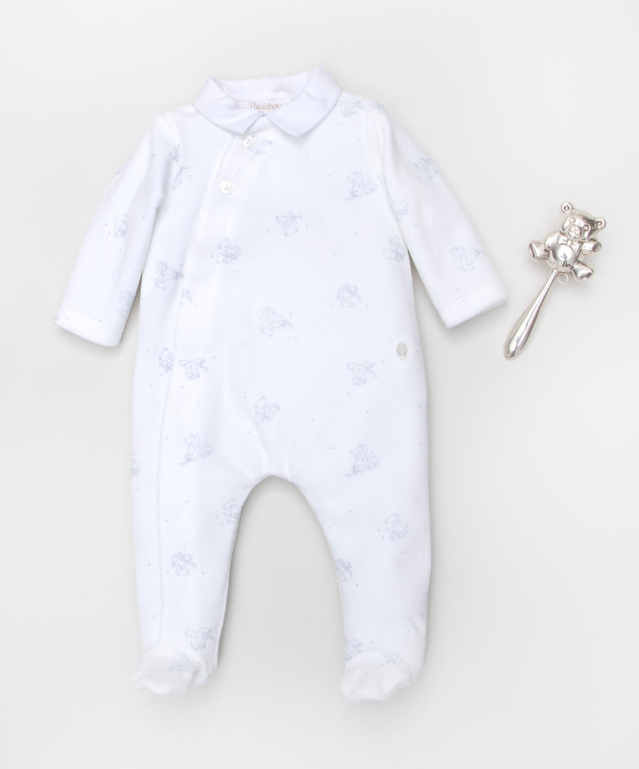 Patachou Boys White Velour Babygrow