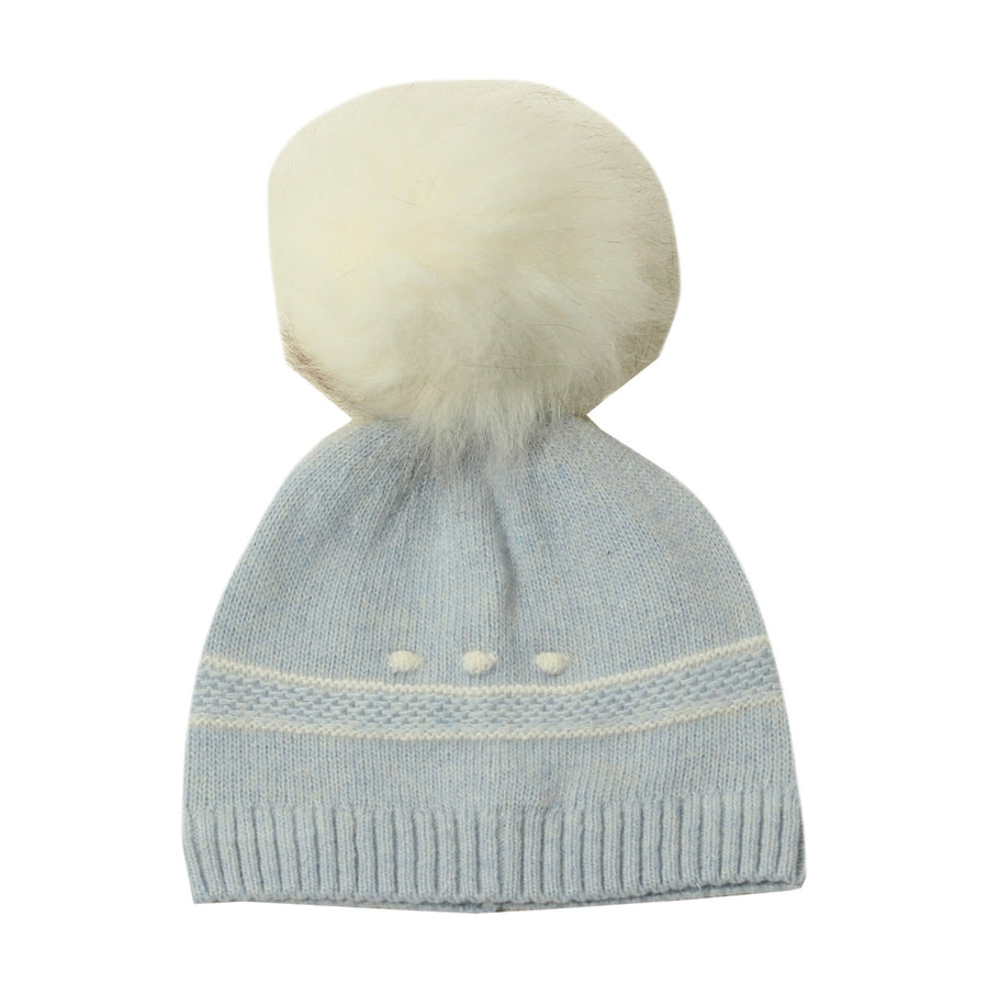 Dr. Kid Blue & White Knitted Pom Pom Hat