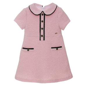 AW23 Patachou Pale Pink & Black Boucle Tweed Dress