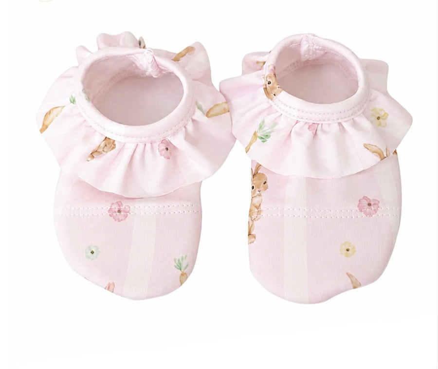 Meia Pata Girls Pink Bunny Print Nonslip Frilled Pool Shoes