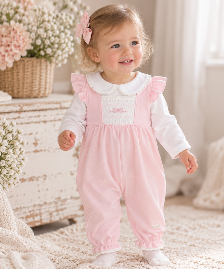 Amore Baby Pink Dungaree & White Blouse Set