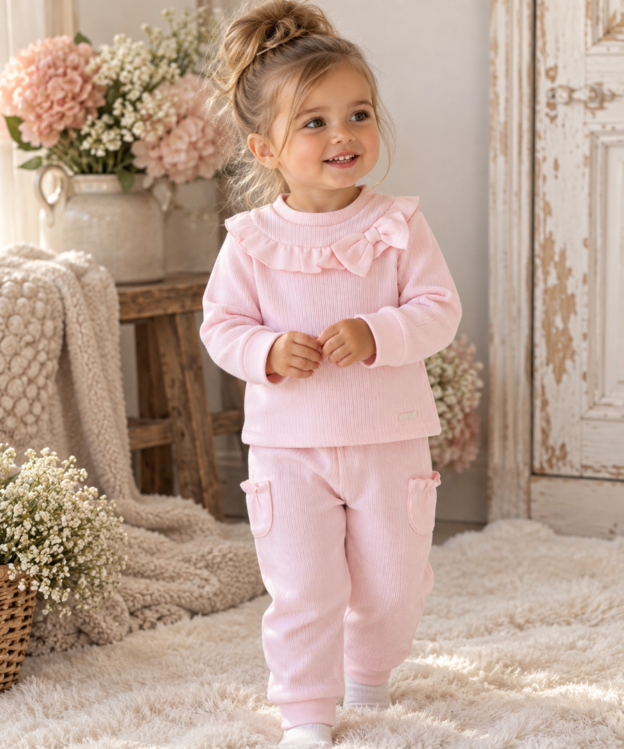 Amore Baby Pink Knitted Trouser Set