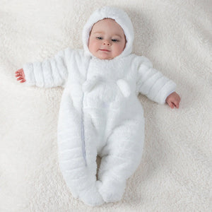 Emile et Rose Everley Unisex White Fleece Baby Pramsuit