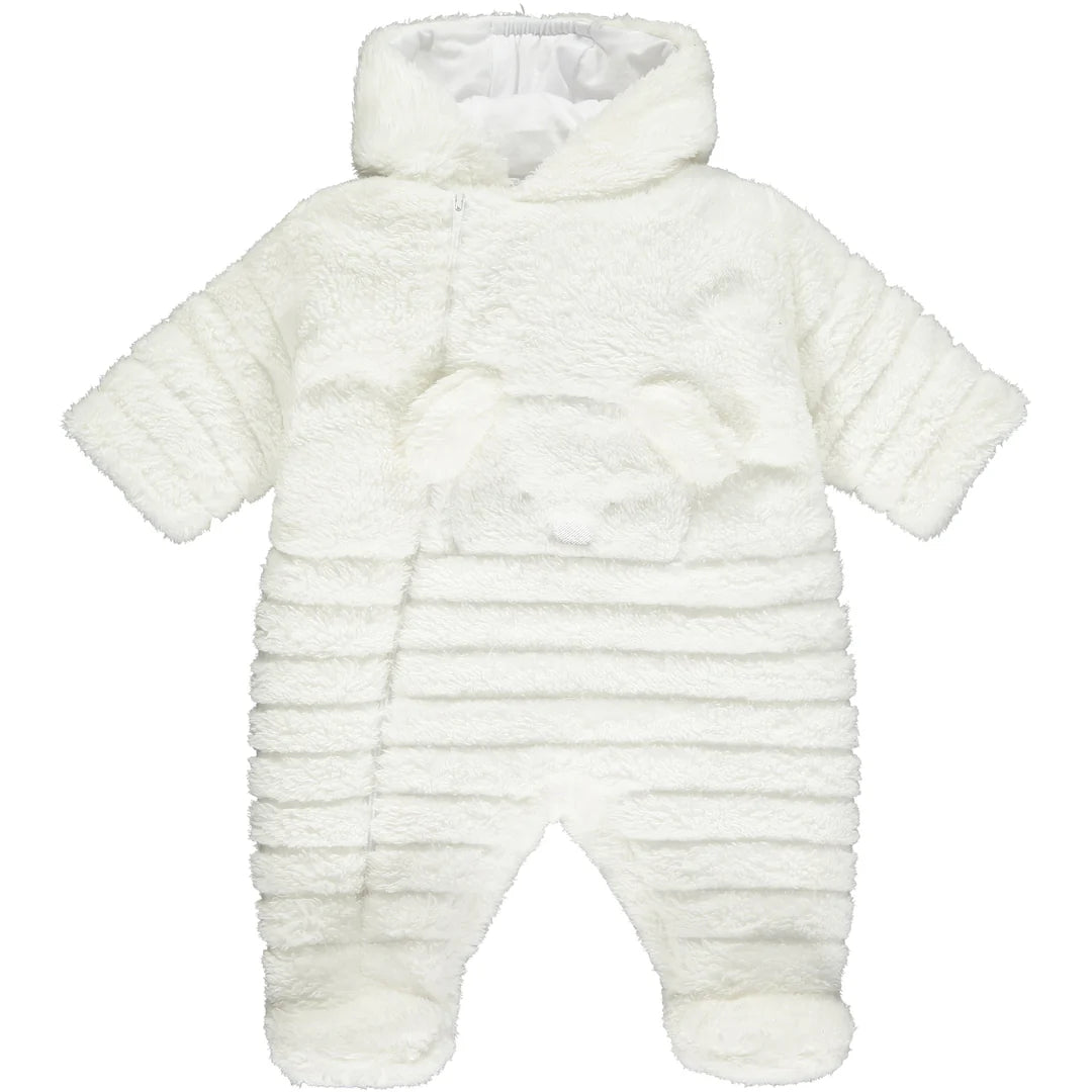 Emile et Rose Everley Unisex White Fleece Baby Pramsuit