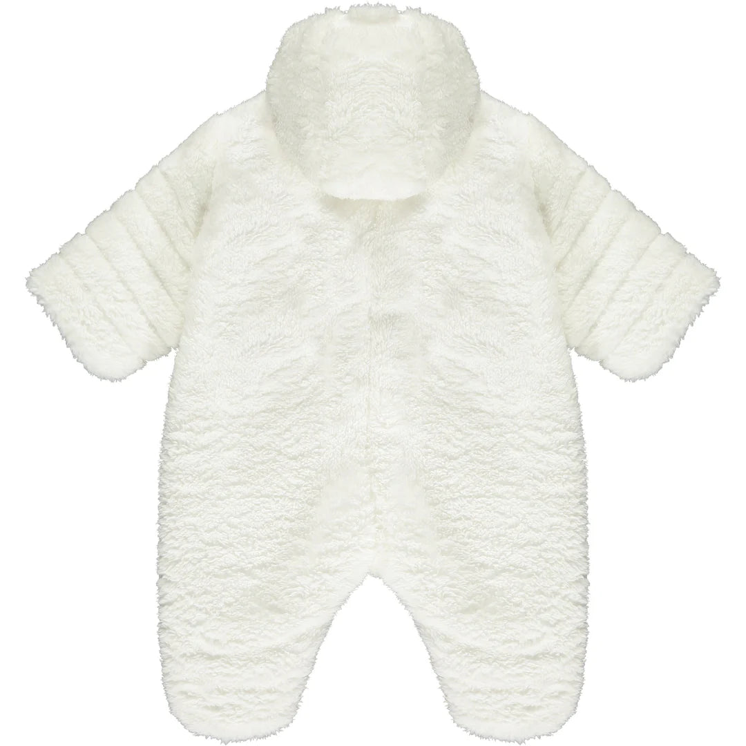 Emile et Rose Everley Unisex White Fleece Baby Pramsuit