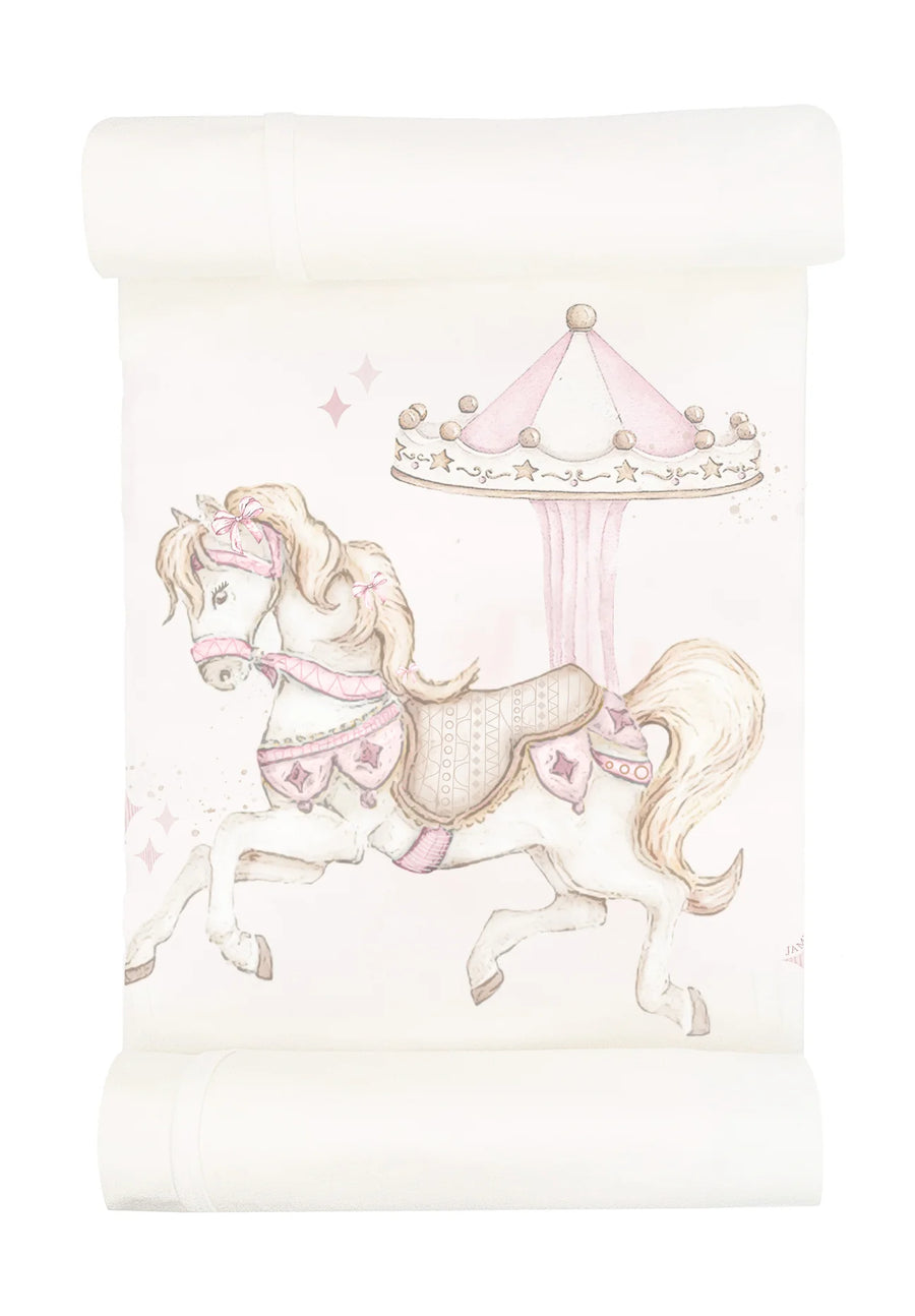 Jamiks Ivory & Pink Carousel Blanket