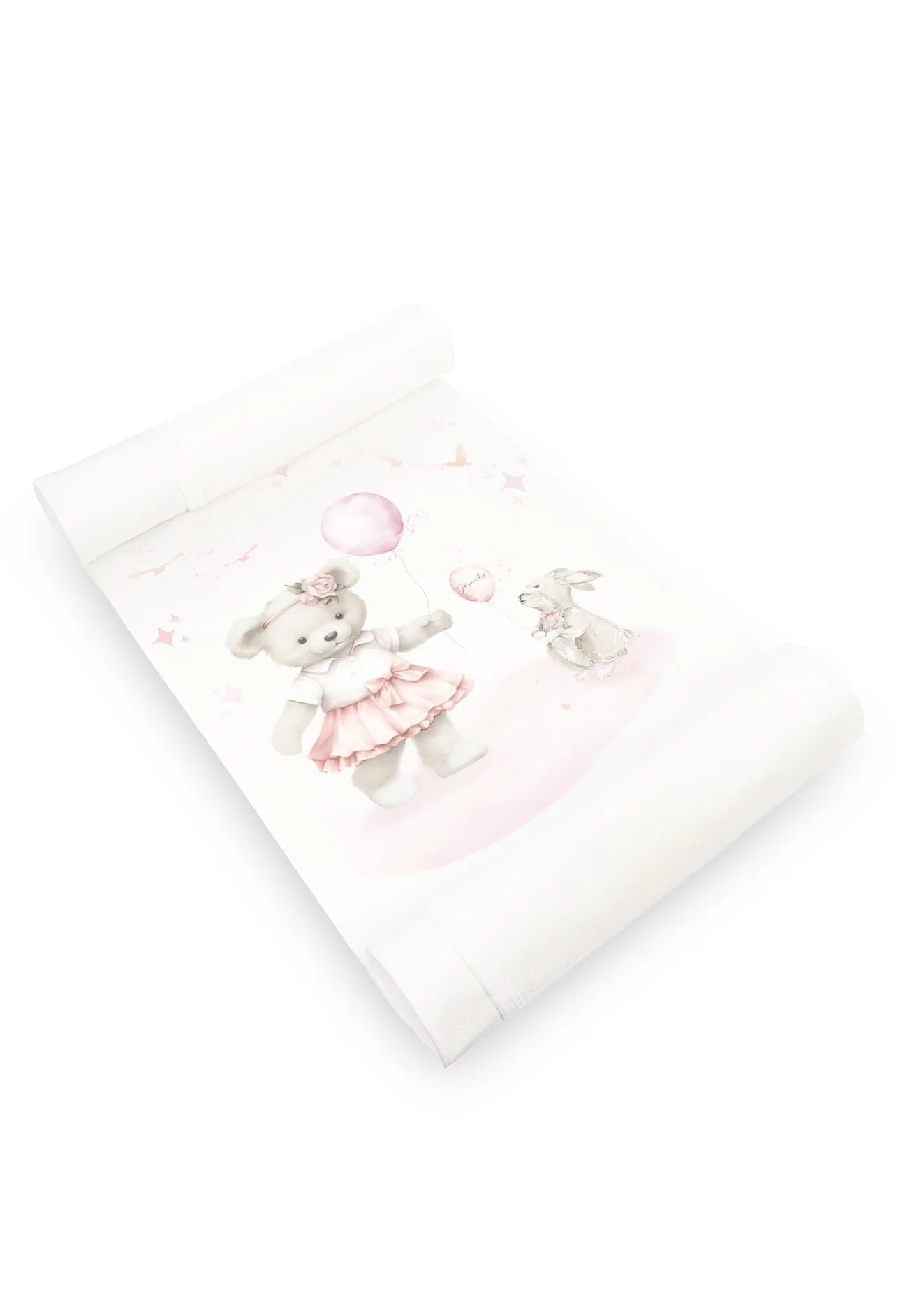 Jamiks Ivory & Pink Teddy Bear Print Blanket