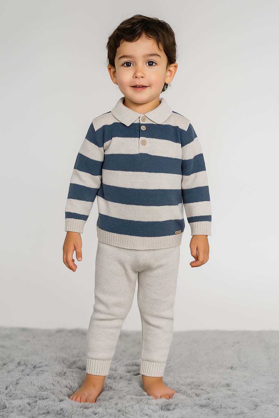 Martin Aranda Boys Blue & Beige Knitted Legging Set