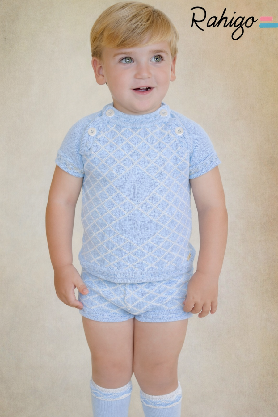 PRE ORDER - Rahigo Boys Baby Blue & White Top & Shorts Set