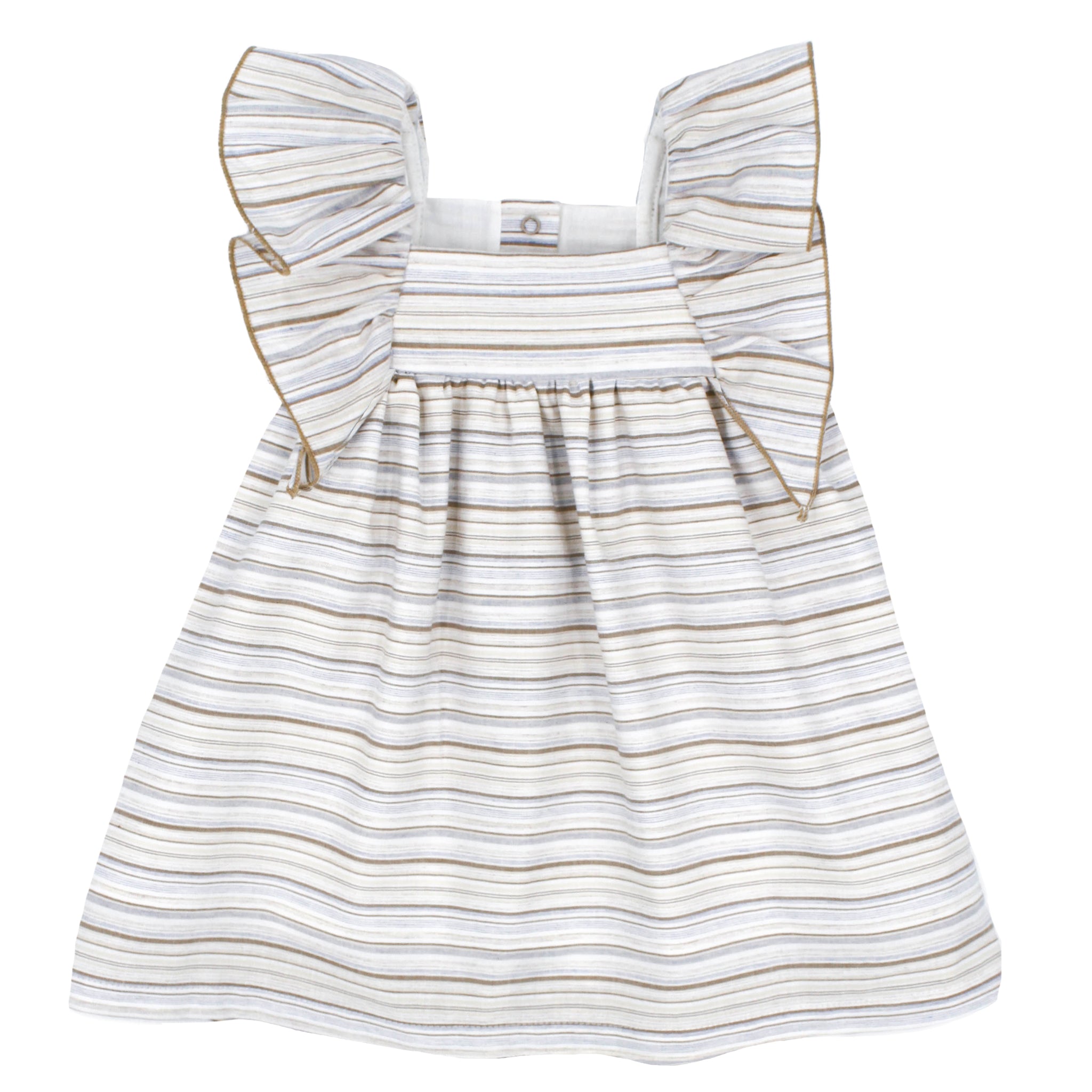 Rapife White, Beige & Blue Striped Sundress