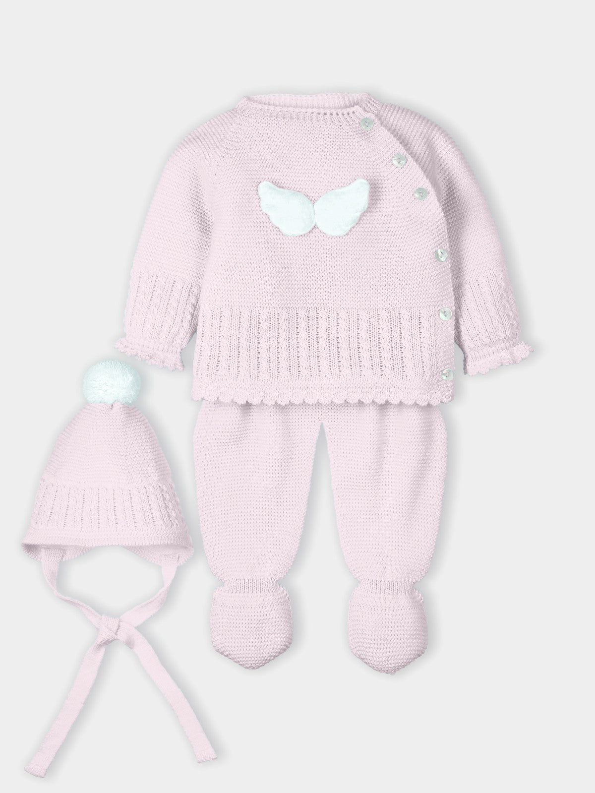 AW23 Mac Ilusion Pale Pink Angel Wing Knitted 3-Piece Set