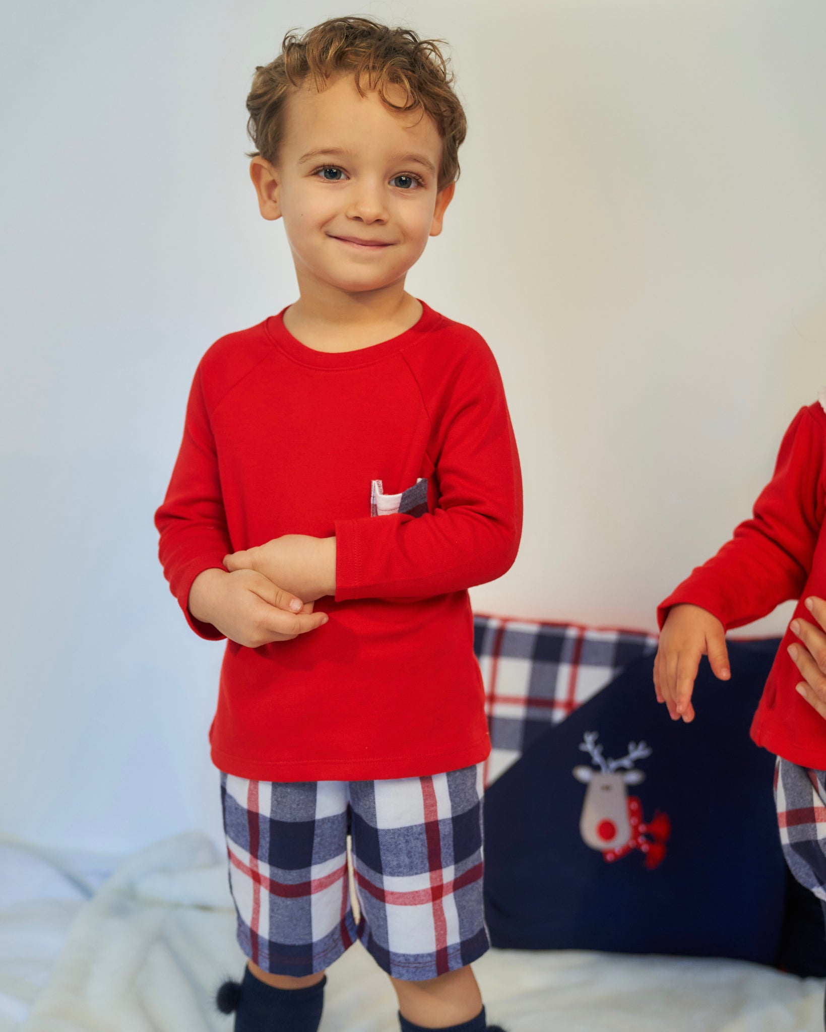 AW23 Rapife Boy’s Red & Navy Checked Shorts Set