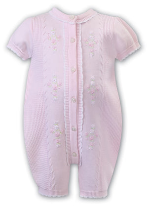 SS23 Sarah Louise Pink Hand Embroidered Knitted Romper