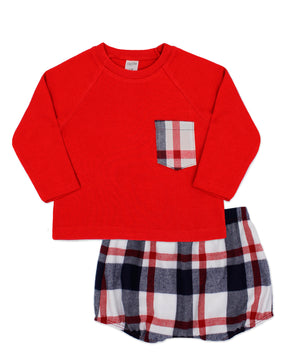 AW23 Rapife Boy’s Red & Navy Checked Jam Pant Set