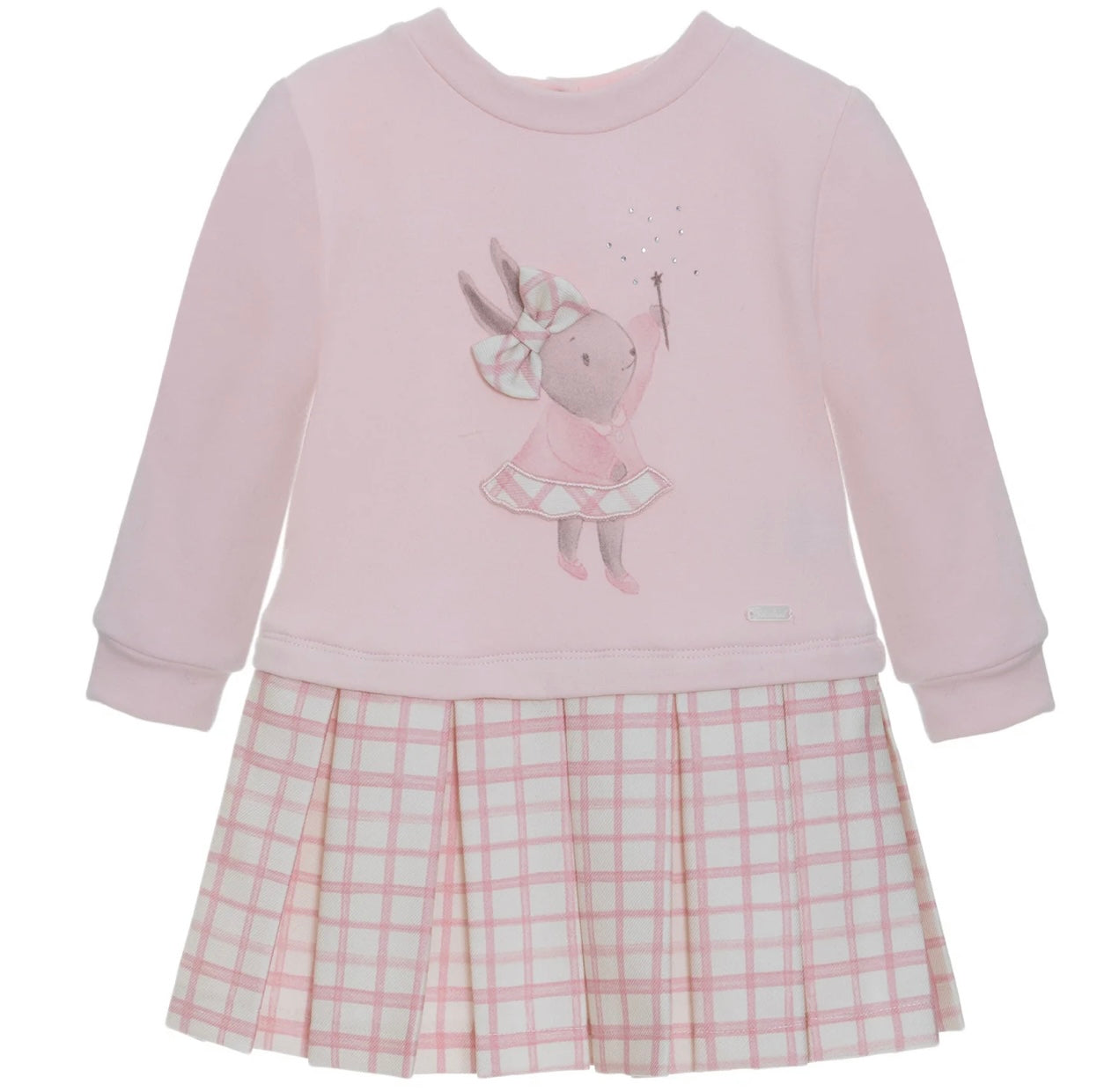 AW23 Patachou Pink & White Check Bunny Motif Dress