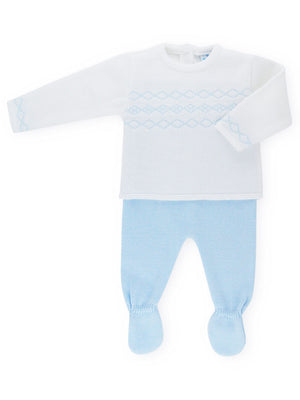 AW22 Sardon White & Baby Blue Knitted Set