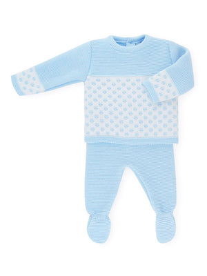 AW22 Sardon Baby Blue & White Knitted Set