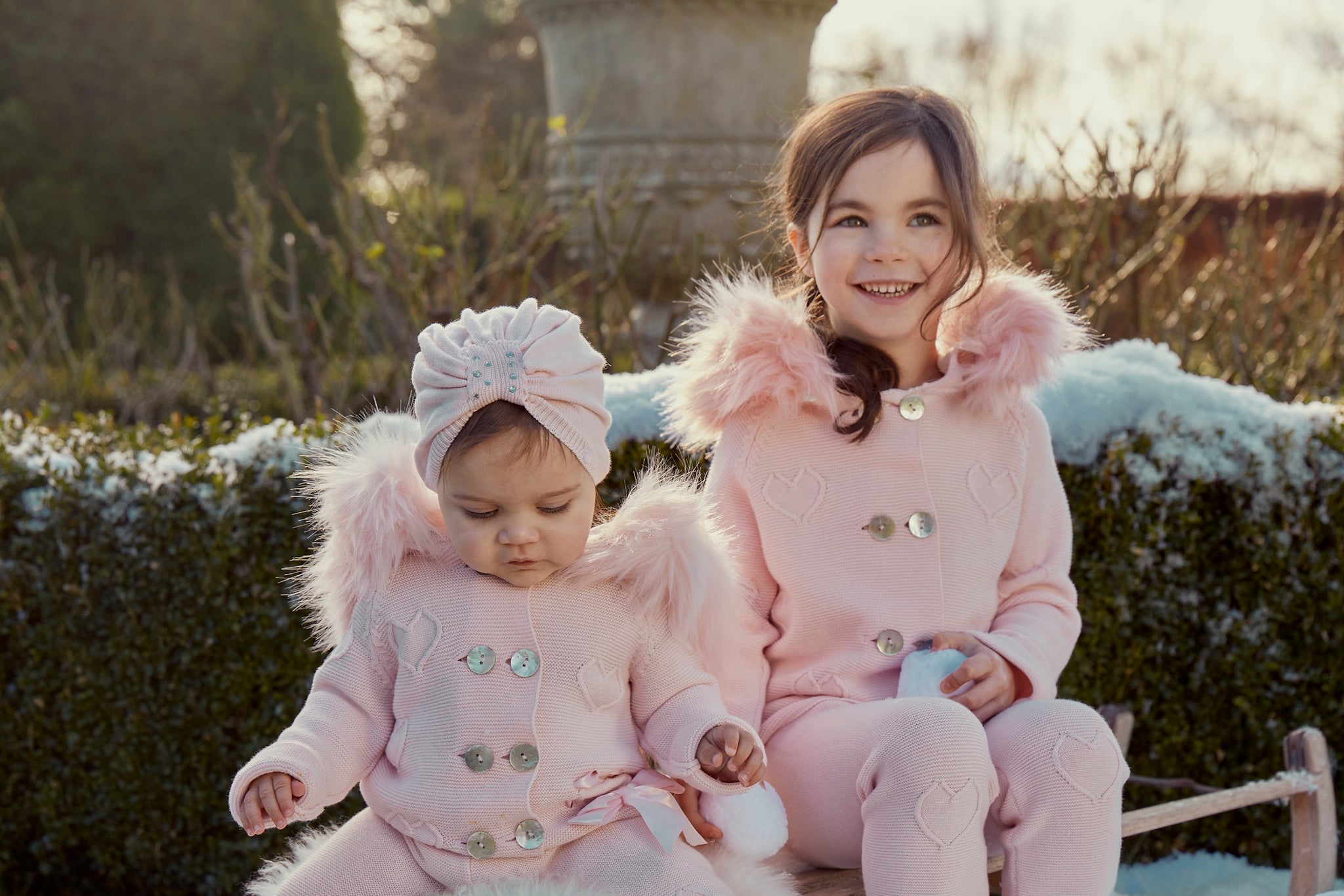 AW22 Caramelo Kid's Girl's Pale Pink Knitted Trouser Set