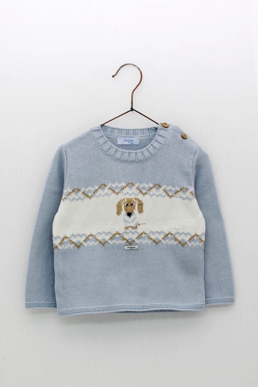 PAW22 Foque Baby Blue Dog Motif Sweater