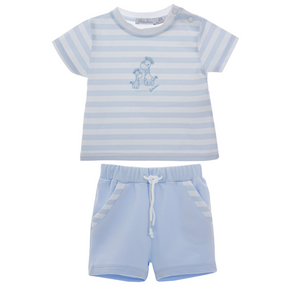 SS22 Patachou Boy's Blue & White Striped Shorts Set