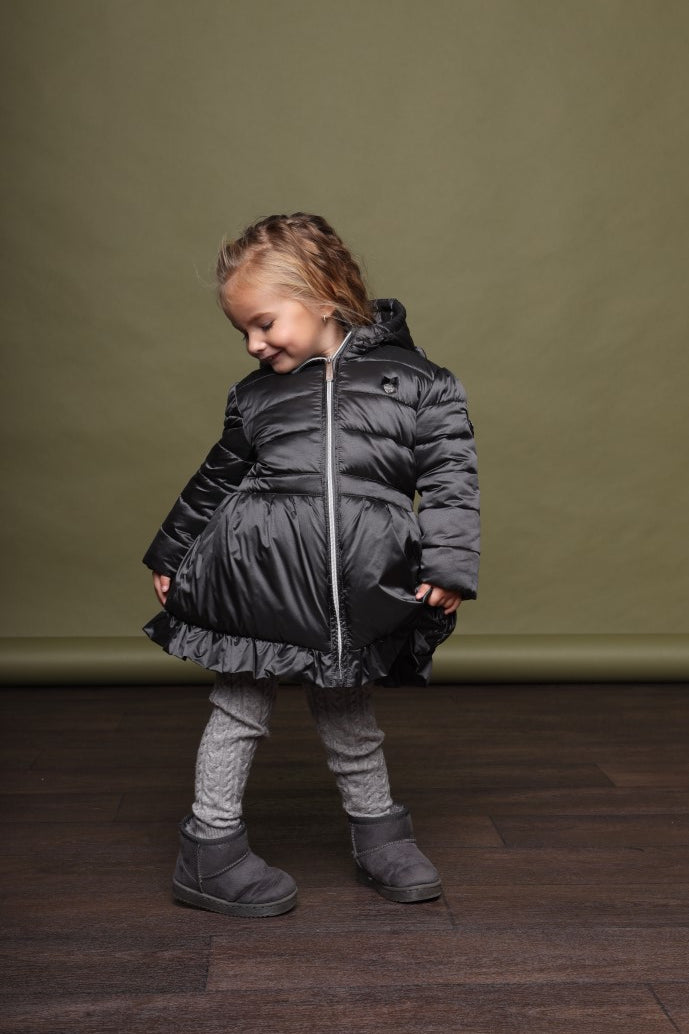 Le Chic Baby Girls Charcoal Puffer Coat