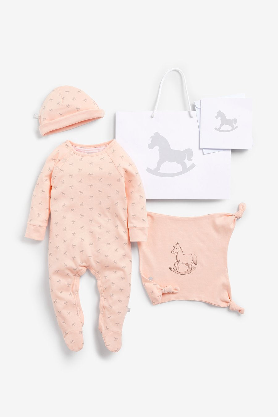 The Little Tailor Super Soft Jersey Sleepsuit, Hat and Comforter Gift Set - Pink