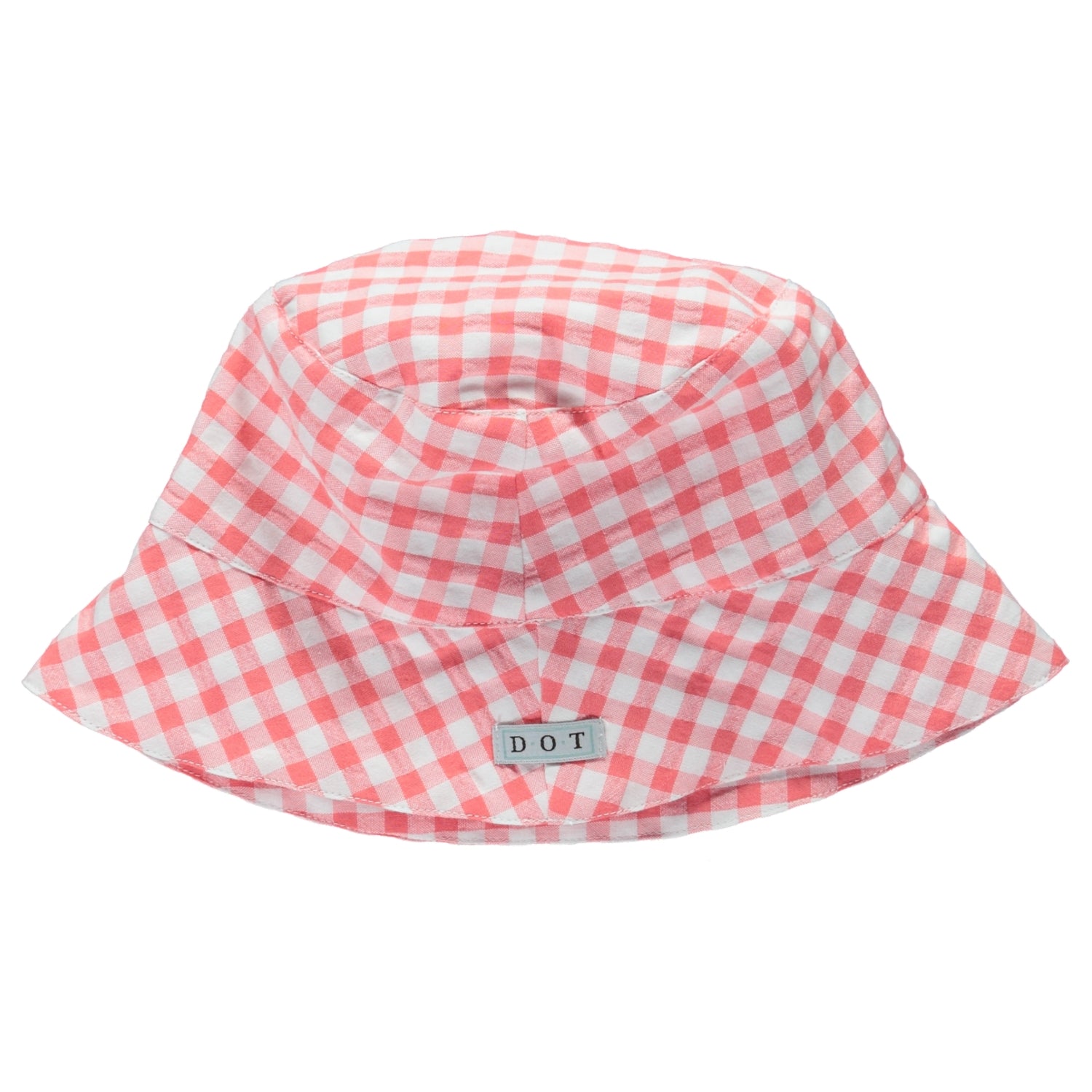 SS22 D.O.T Coral & White Gingham Sunhat