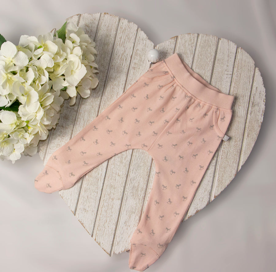 The Little Tailor Comfy Rocking Horse Print Pant - Pink