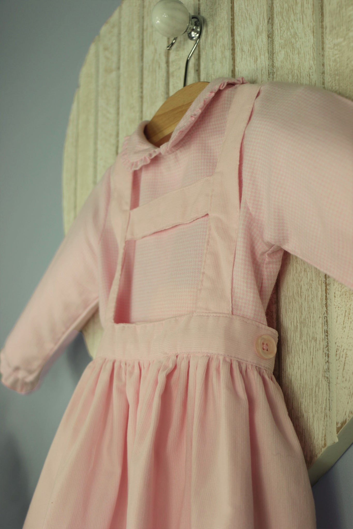 Rachel Riley Pink Babycord Skirt Set With Braces