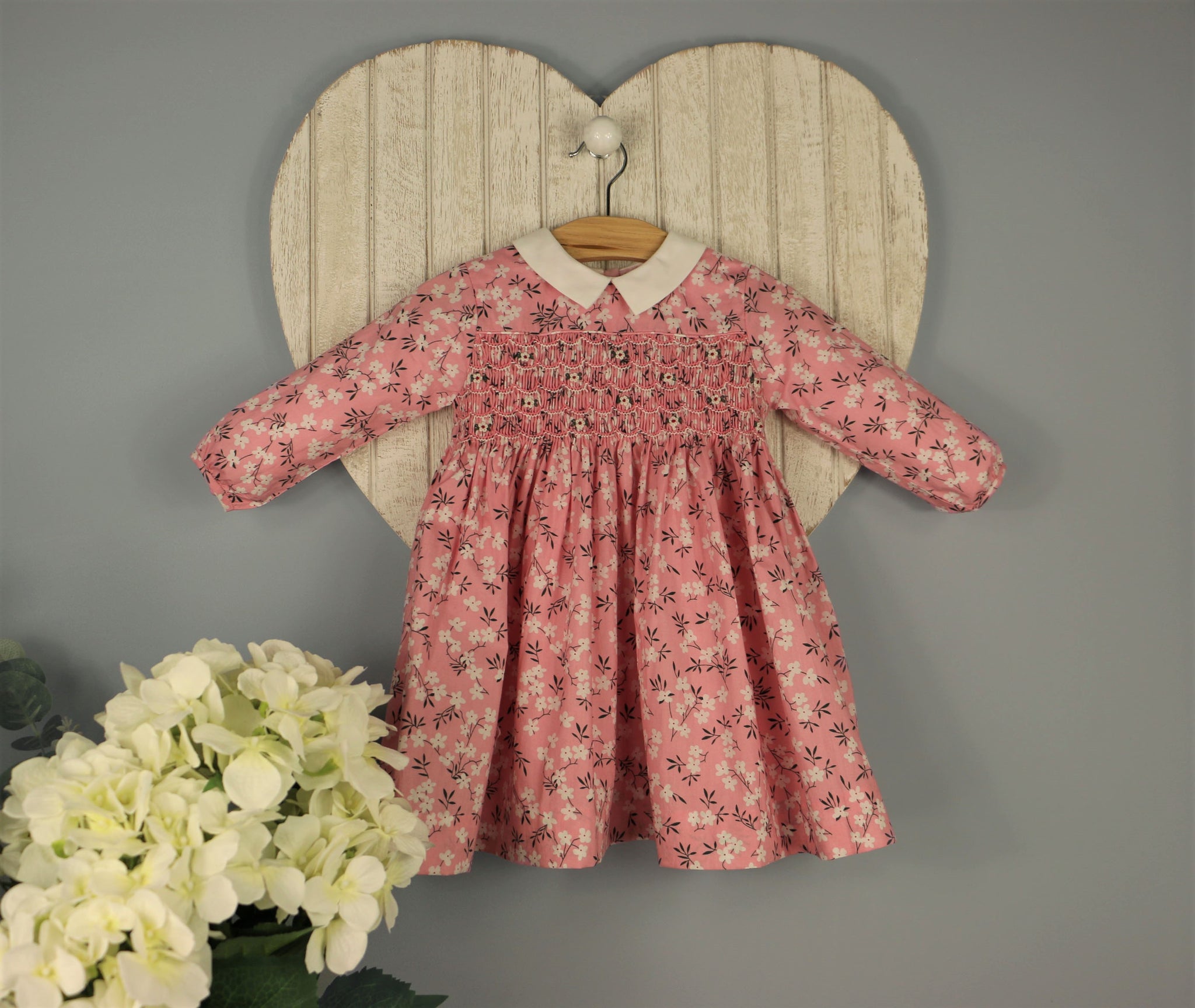 Rachel Riley Baby Girl’s Blossom Print Smocked and Hand-Embroidered Dress Set