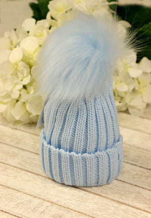 Pom Pom Envy Single Baby Knit Hat - Blue