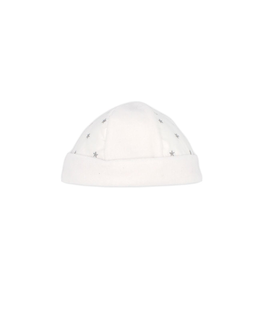 Rapife White Velour & Silver Star Baby Hat