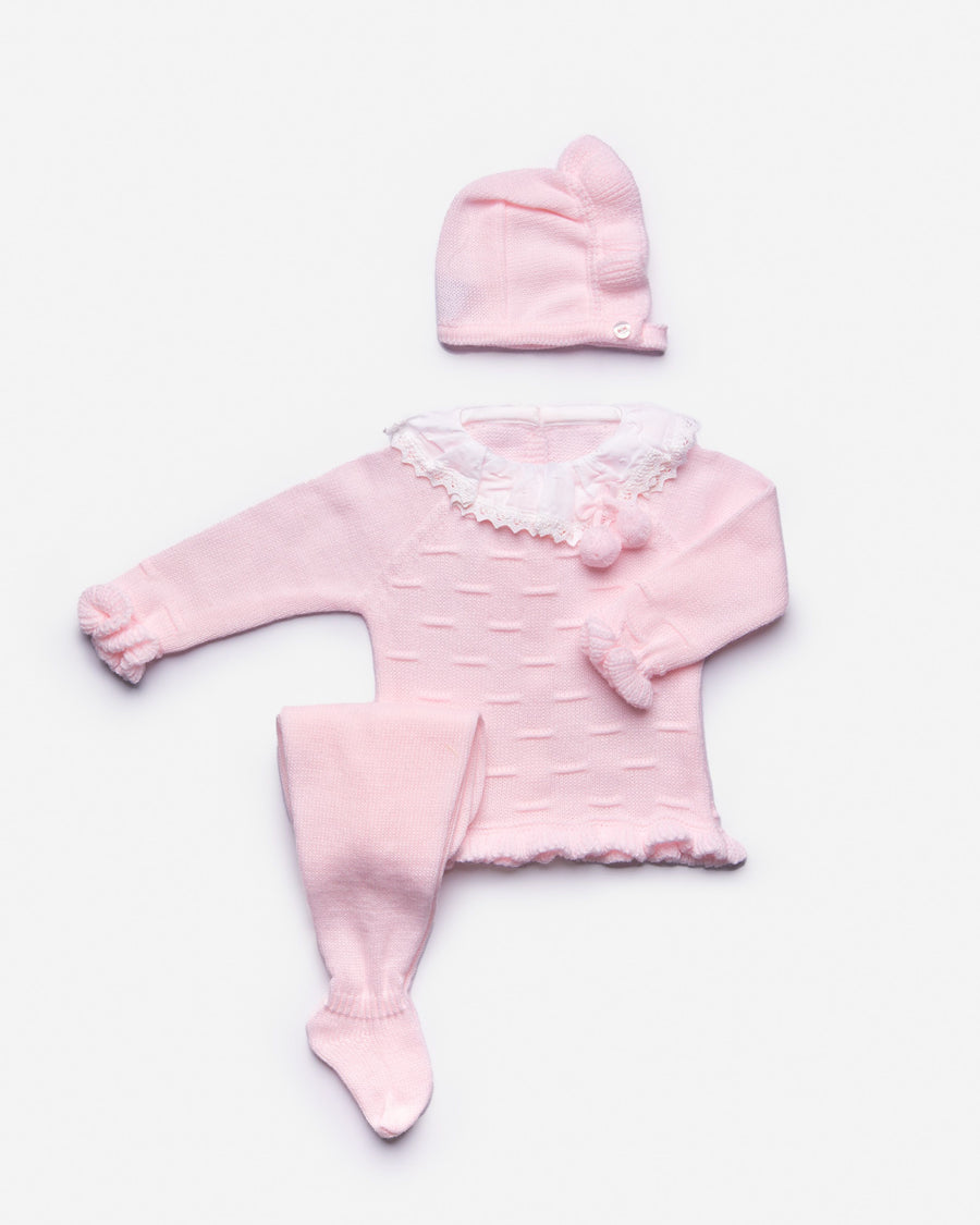 Juliana Baby Pink Knitted 3-Piece Set