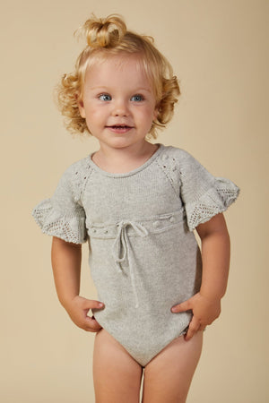 SS22 Nueces Kids Light Grey Knitted Romper