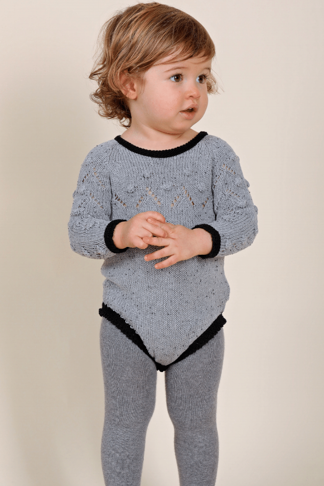 AW21 Nueces Kids Grey Dots Knitted Romper