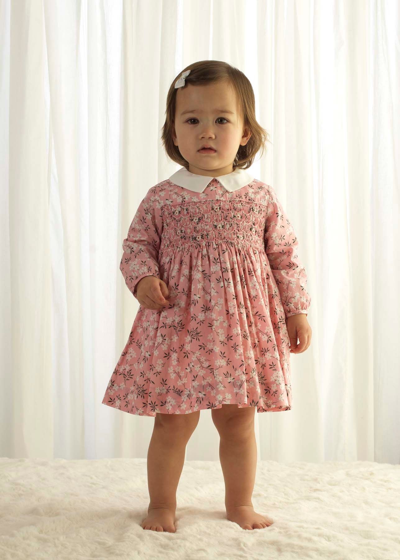 Rachel Riley Baby Girl Blossom Print Smocked Dress | Lillie & Friends Rachel Riley Baby Girl Blossom Print Smocked Dress | Lillie & Friends