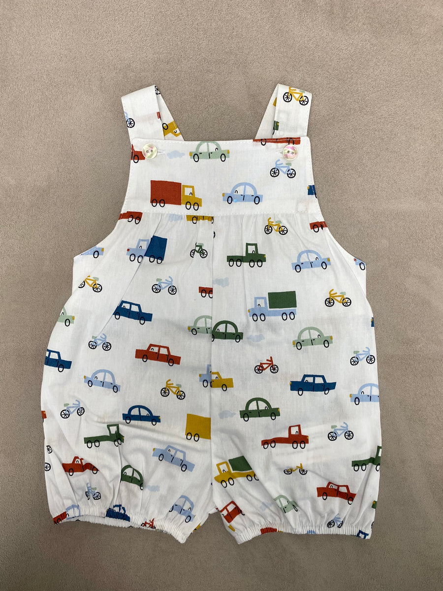 SS23 Sardon White Car Print Dungaree Romper