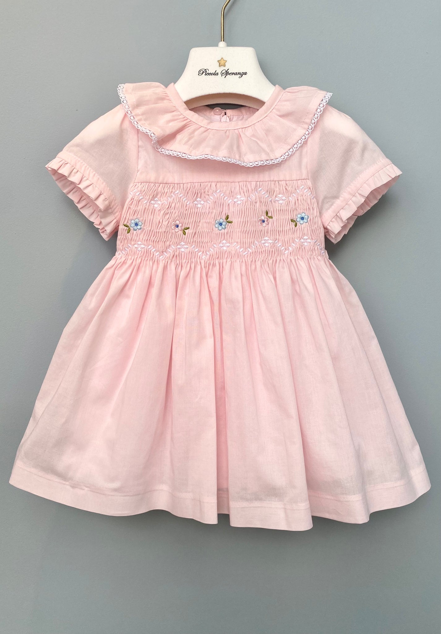 Piccola Speranza Pink Cotton Embroidered Dress