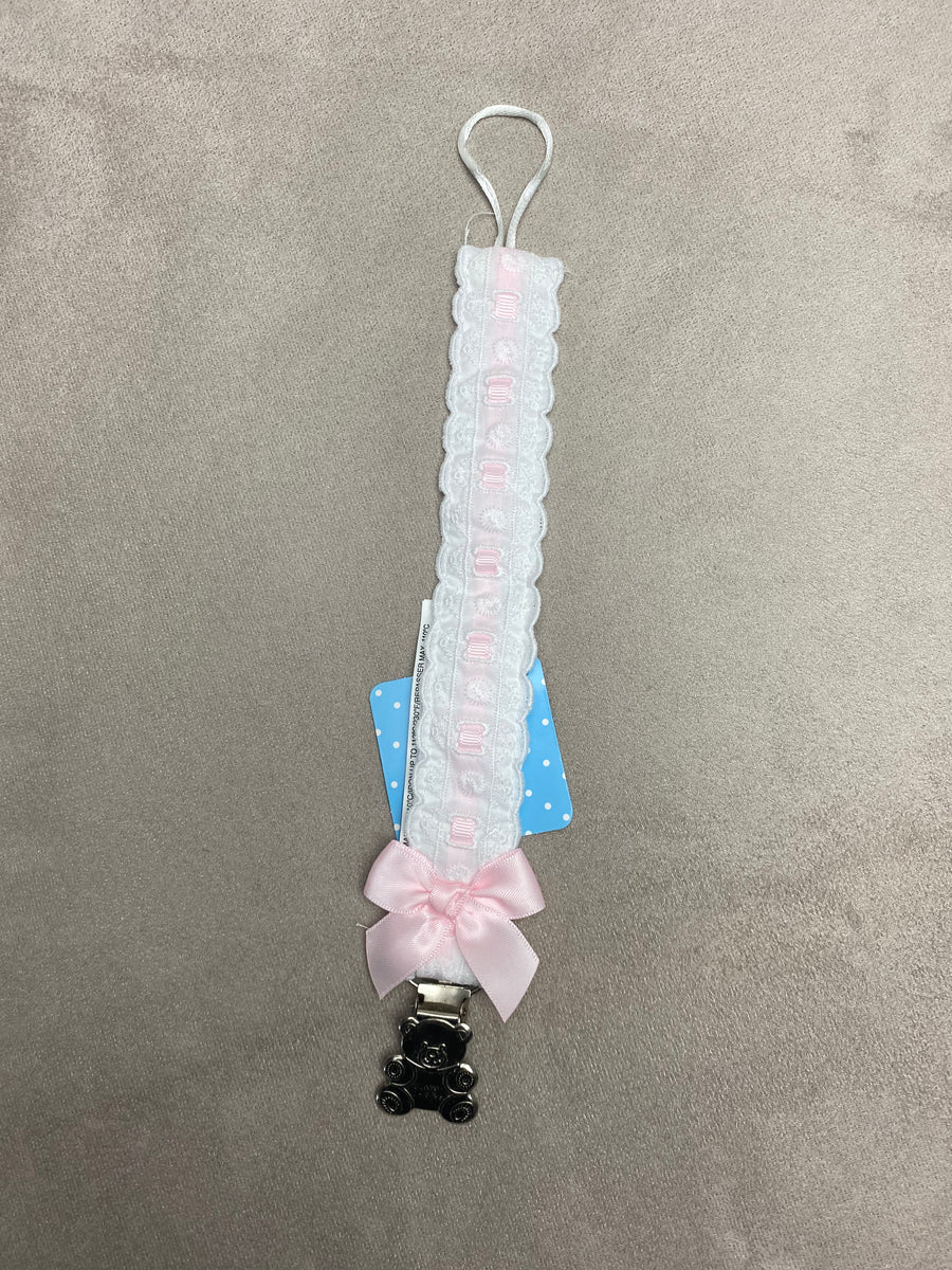 SS23 Sardon White & Pink Lace Ribbon Trimmed Dummy Clip