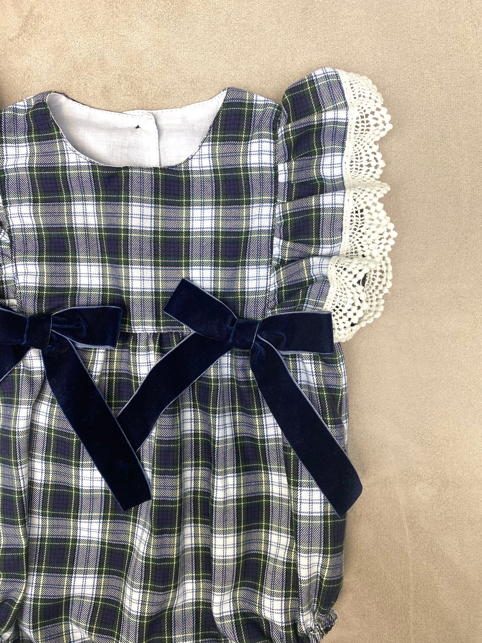 AW21 Phi Navy Check Cotton Romper