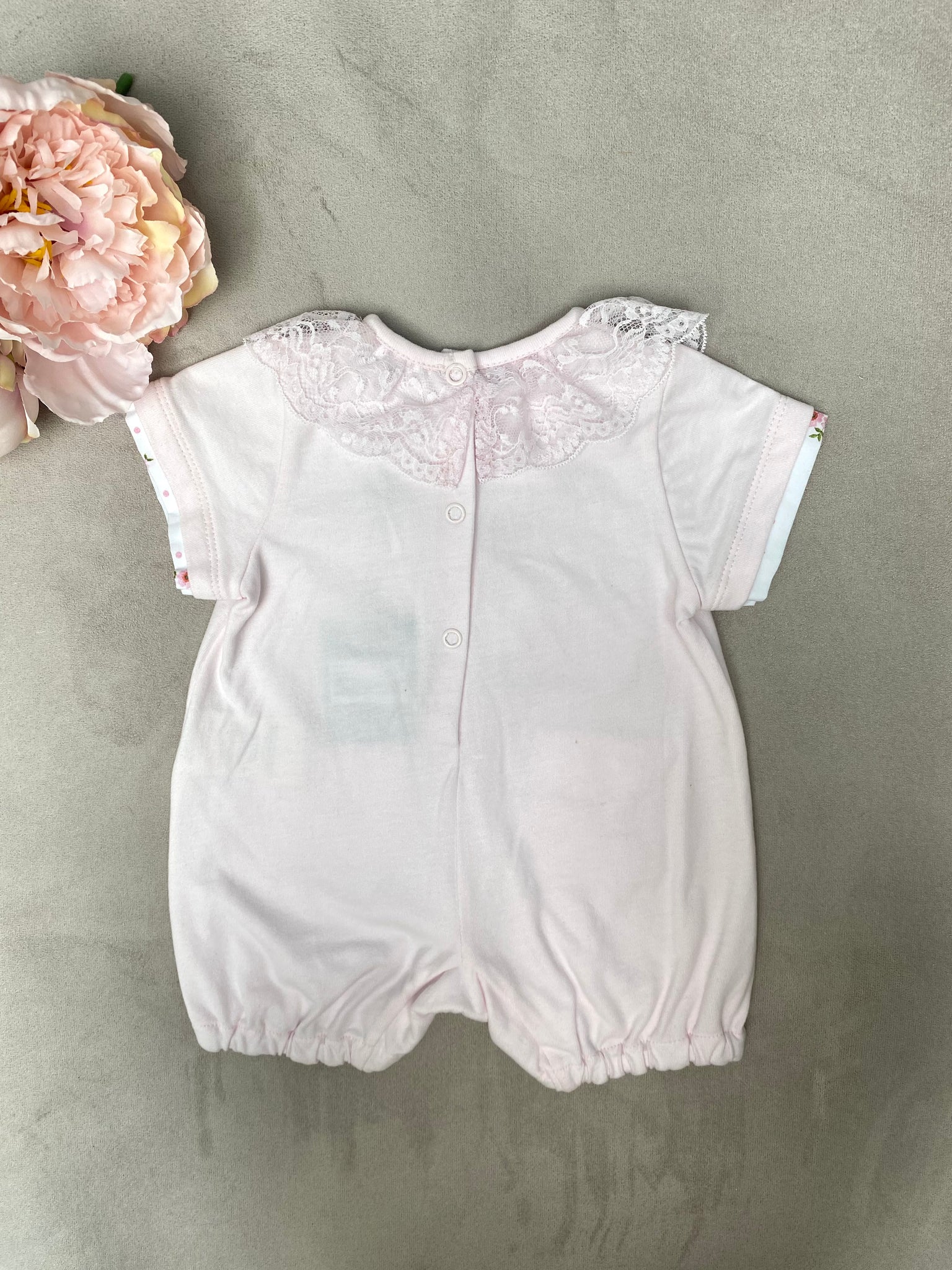 SS22 Piccola Speranza Pale Pink Lace Collar Romper